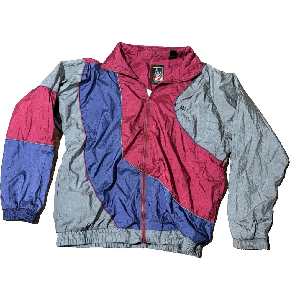 Vintage 90s Team USA Olympic Windbreaker Zip Maroon/Teal Jacket JCPenney Mens XL